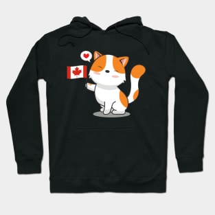 Cute Cat Holding Canada Flag Hoodie